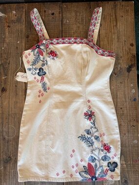 Shyanne Cream High-Rise Denim Dress NWT